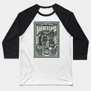 Cut & Shave Barbershop Baseball T-Shirt